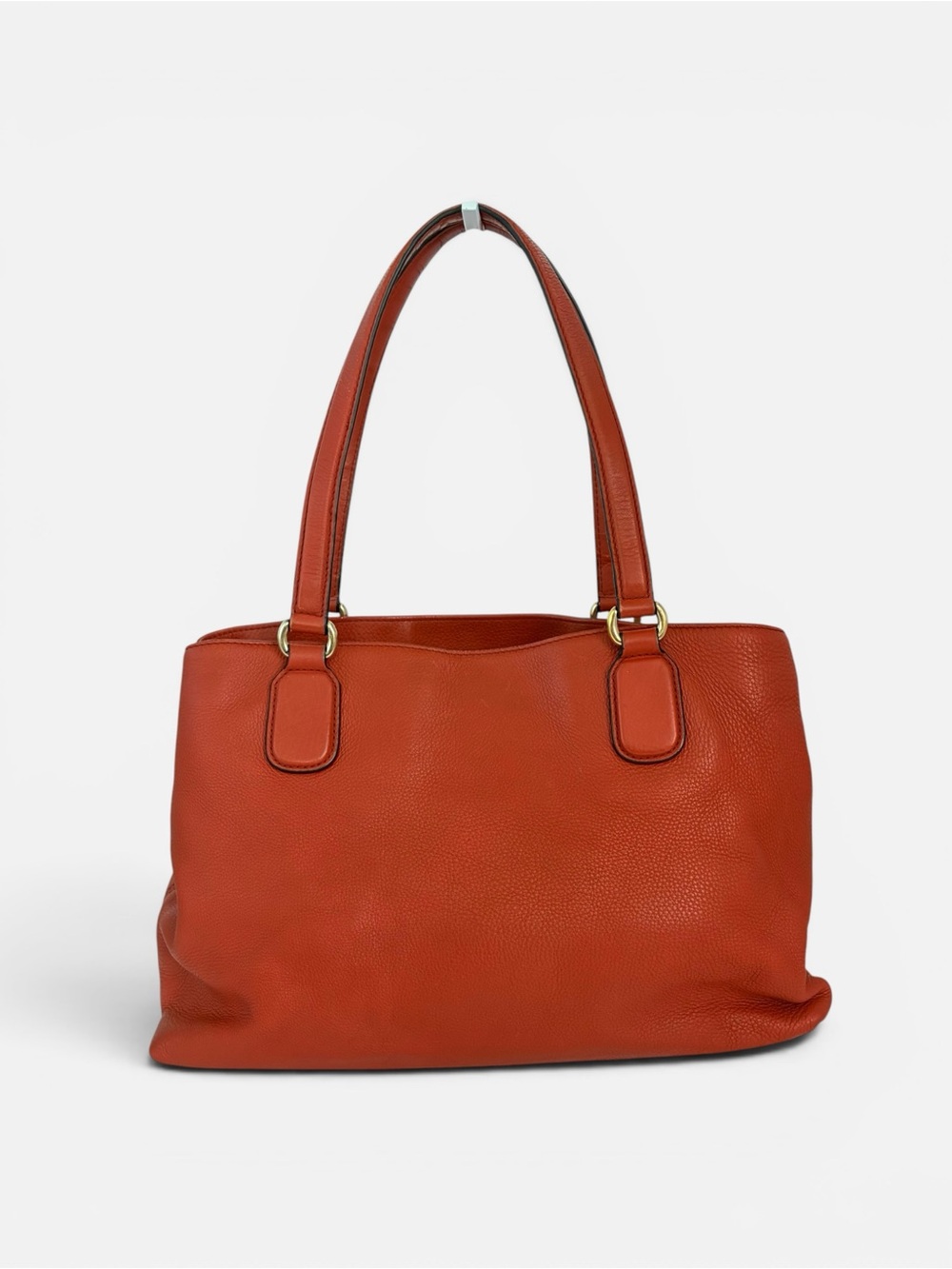 Gucci Orange-Red Pebbled Leather Shoulder Tote - Picture 2 of 13